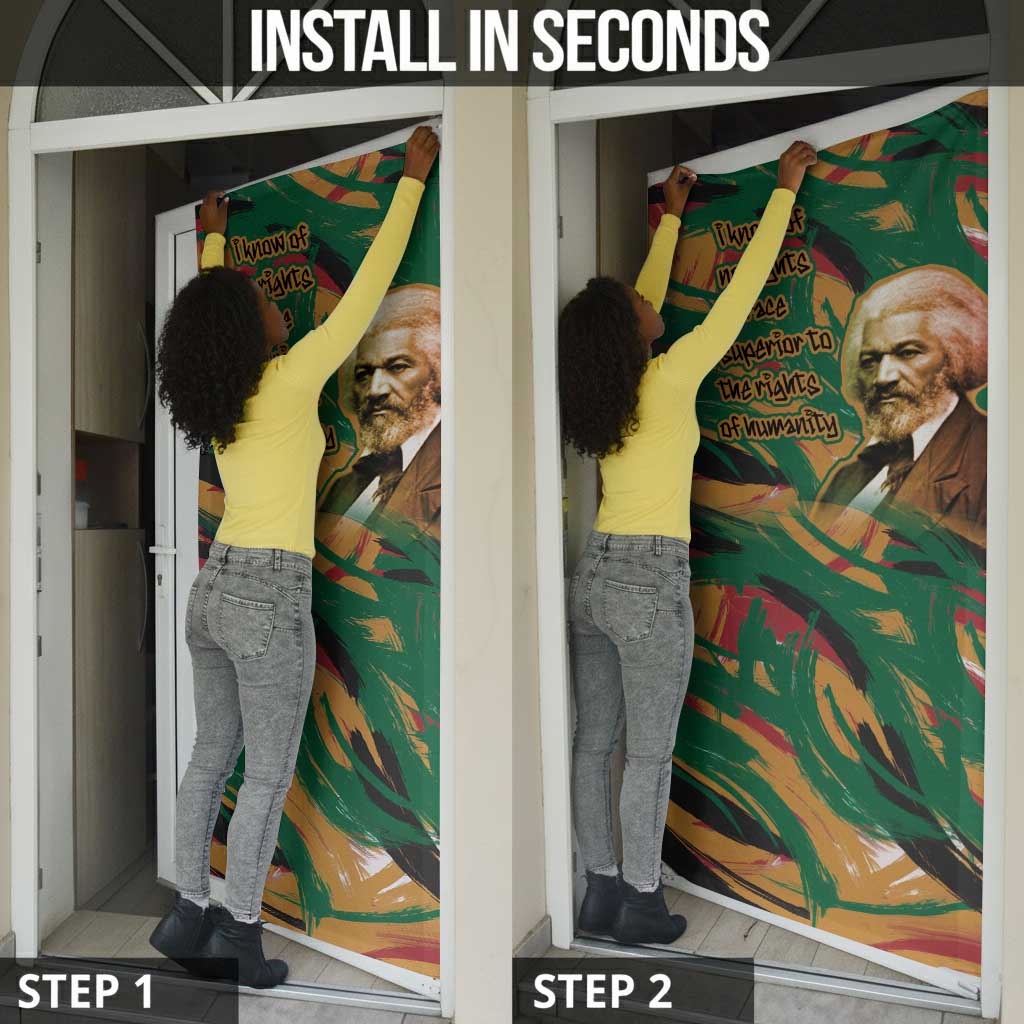 Frederick Douglass Door Cover Green Abstract Design Civil Rights Leader Quote on Race and Humanity - African Pride