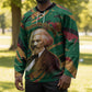 Frederick Douglass Hockey Jersey Green Abstract Design Civil Rights Leader Quote on Race and Humanity - African Pride