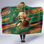 Frederick Douglass Hooded Blanket Green Abstract Design Civil Rights Leader Quote on Race and Humanity - African Pride
