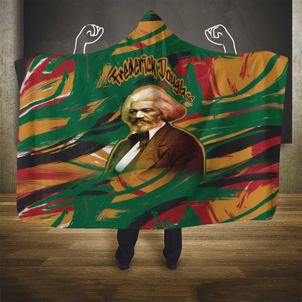 Frederick Douglass Hooded Blanket Green Abstract Design Civil Rights Leader Quote on Race and Humanity - African Pride