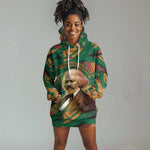 Frederick Douglass Hoodie Dress Green Abstract Design Civil Rights Leader Quote on Race and Humanity - African Pride