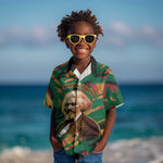 Frederick Douglass Kid Hawaiian Shirt Green Abstract Design Civil Rights Leader Quote on Race and Humanity TS04
