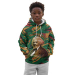 Frederick Douglass Kid Hoodie Green Abstract Design Civil Rights Leader Quote on Race and Humanity - African Pride