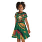 Frederick Douglass Kid Short Sleeve Dress Green Abstract Design Civil Rights Leader Quote on Race and Humanity TS04