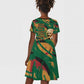 Frederick Douglass Kid Short Sleeve Dress Green Abstract Design Civil Rights Leader Quote on Race and Humanity TS04