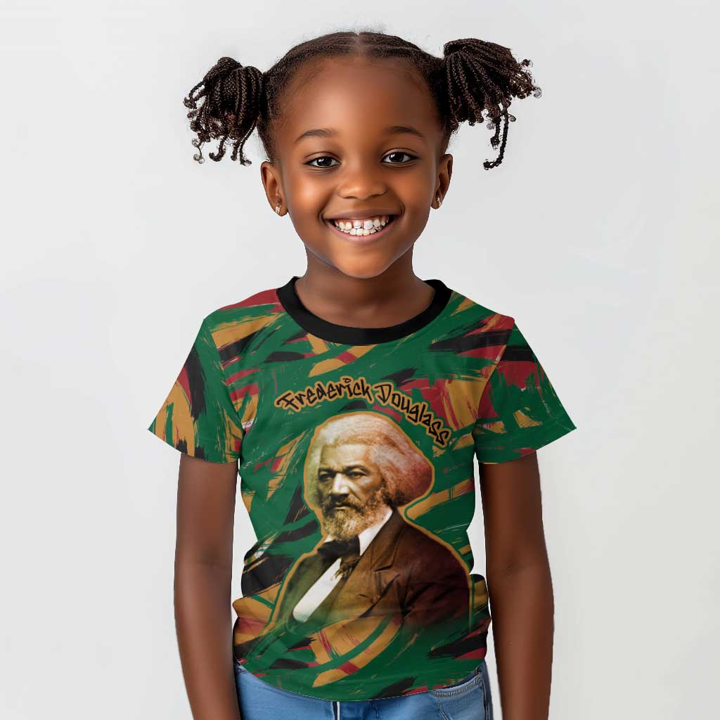 Frederick Douglass Kid T shirt Green Abstract Design Civil Rights Leader Quote on Race and Humanity TS04