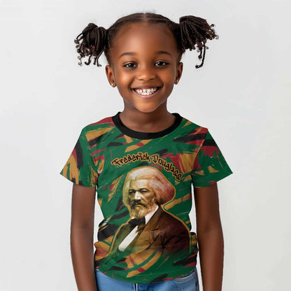 Frederick Douglass Kid T shirt Green Abstract Design Civil Rights Leader Quote on Race and Humanity TS04