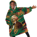 Frederick Douglass Kid Wearable Blanket Hoodie Green Abstract Design Civil Rights Leader Quote on Race and Humanity - African Pride