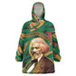 Frederick Douglass Kid Wearable Blanket Hoodie Green Abstract Design Civil Rights Leader Quote on Race and Humanity - African Pride