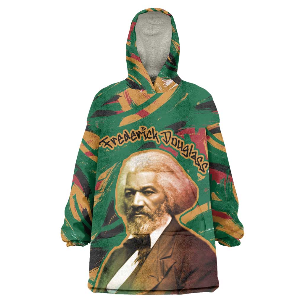Frederick Douglass Kid Wearable Blanket Hoodie Green Abstract Design Civil Rights Leader Quote on Race and Humanity - African Pride