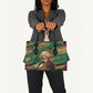 Frederick Douglass Leather Bag Green Abstract Design Civil Rights Leader Quote on Race and Humanity - African Pride