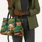 Frederick Douglass Leather Bag Green Abstract Design Civil Rights Leader Quote on Race and Humanity - African Pride