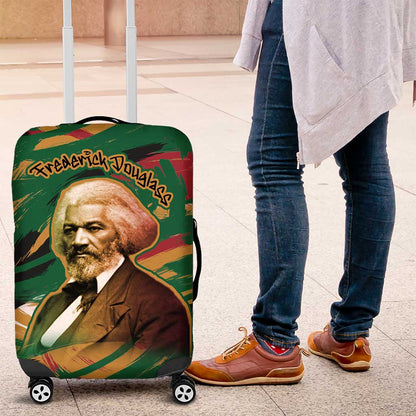 Frederick Douglass Luggage Cover Green Abstract Design Civil Rights Leader Quote on Race and Humanity - African Pride