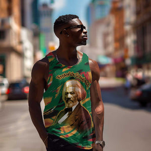 Frederick Douglass Men Tank Top Green Abstract Design Civil Rights Leader Quote on Race and Humanity - African Pride