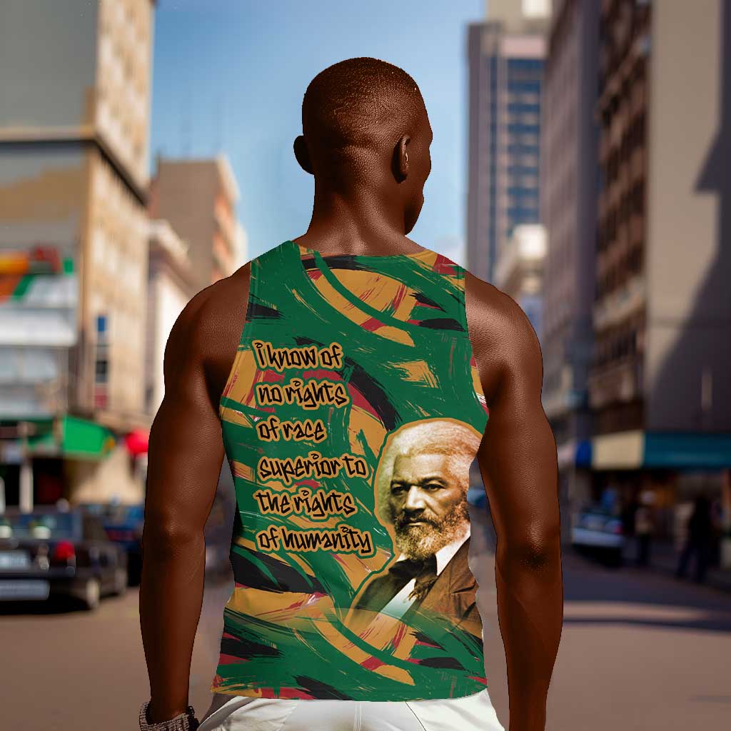 Frederick Douglass Men Tank Top Green Abstract Design Civil Rights Leader Quote on Race and Humanity - African Pride