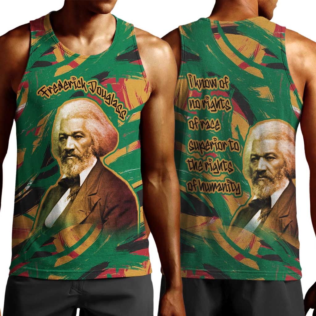 Frederick Douglass Men Tank Top Green Abstract Design Civil Rights Leader Quote on Race and Humanity - African Pride