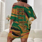 Frederick Douglass Off Shoulder Short Dress Green Abstract Design Civil Rights Leader Quote on Race and Humanity - African Pride