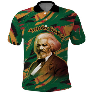 Frederick Douglass Polo Shirt Green Abstract Design Civil Rights Leader Quote on Race and Humanity TS04
