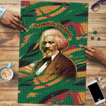 Frederick Douglass Puzzle Green Abstract Design Civil Rights Leader Quote on Race and Humanity - African Pride