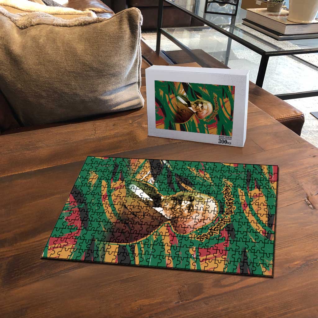 Frederick Douglass Puzzle Green Abstract Design Civil Rights Leader Quote on Race and Humanity - African Pride