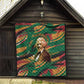 Frederick Douglass Quilt Green Abstract Design Civil Rights Leader Quote on Race and Humanity - African Pride