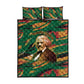 Frederick Douglass Quilt Bed Set Green Abstract Design Civil Rights Leader Quote on Race and Humanity - African Pride