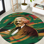 Frederick Douglass Round Carpet Green Abstract Design Civil Rights Leader Quote on Race and Humanity - African Pride