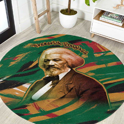 Frederick Douglass Round Carpet Green Abstract Design Civil Rights Leader Quote on Race and Humanity - African Pride