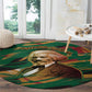 Frederick Douglass Round Carpet Green Abstract Design Civil Rights Leader Quote on Race and Humanity - African Pride