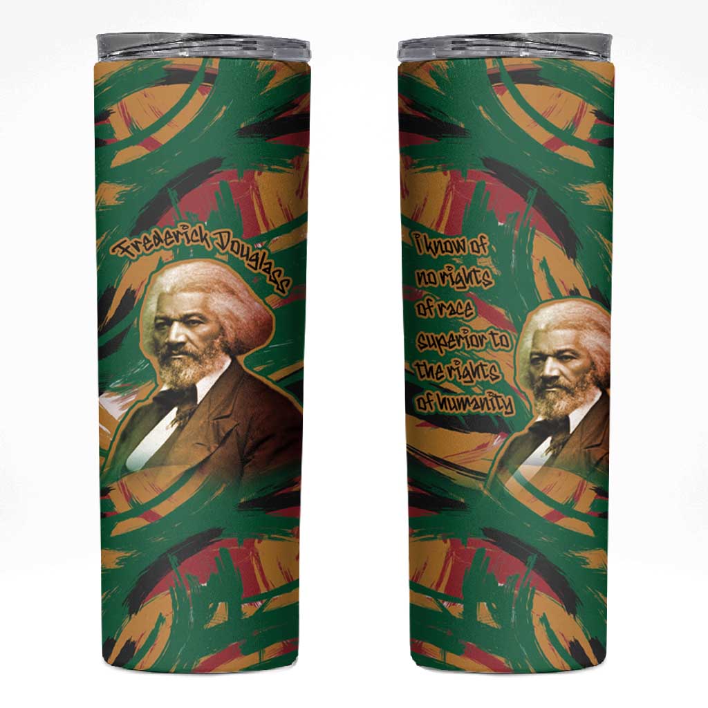 Frederick Douglass Skinny Tumbler Green Abstract Design Civil Rights Leader Quote on Race and Humanity - African Pride