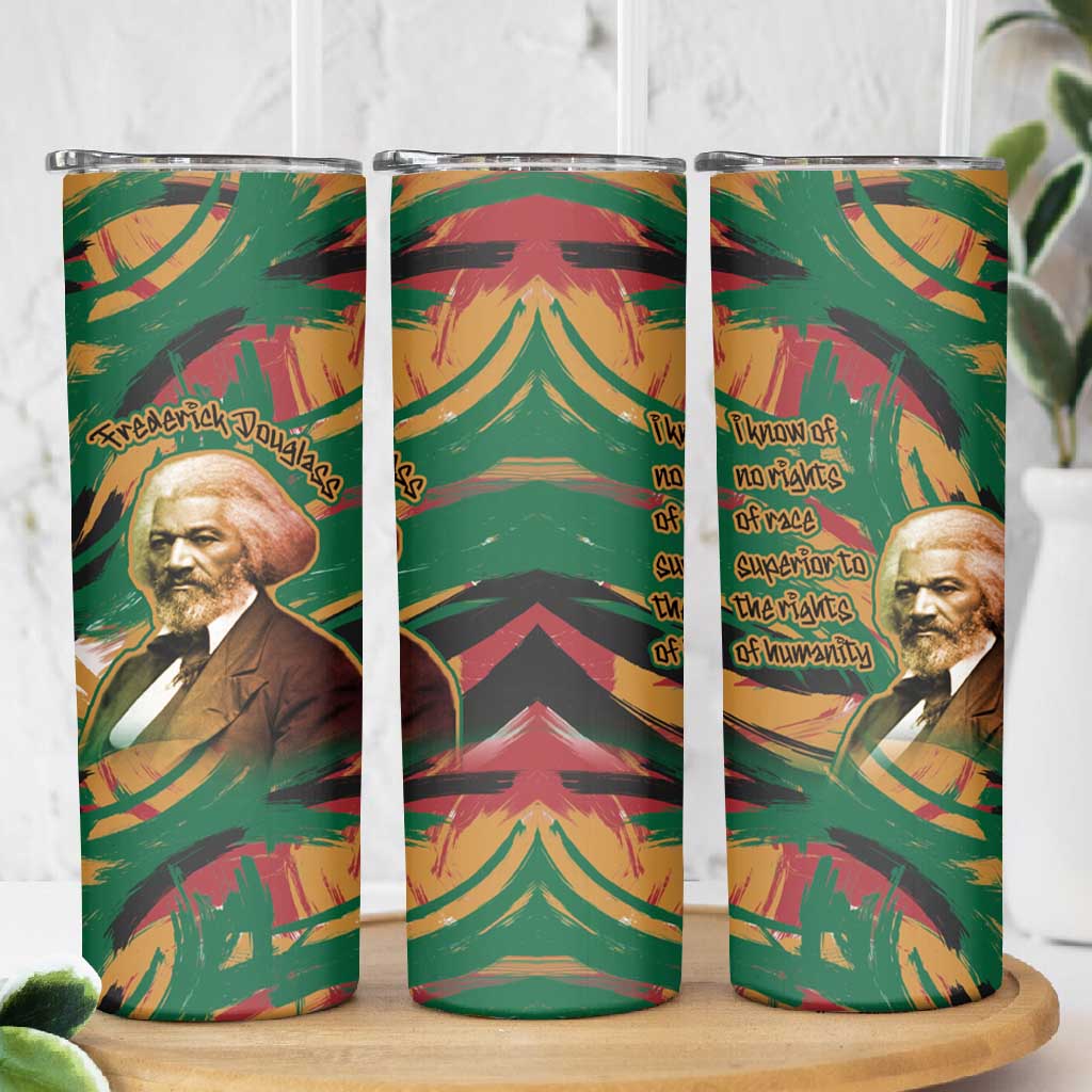 Frederick Douglass Skinny Tumbler Green Abstract Design Civil Rights Leader Quote on Race and Humanity - African Pride