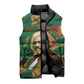 Frederick Douglass Sleeveless Puffer Jacket Green Abstract Design Civil Rights Leader Quote on Race and Humanity - African Pride