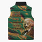 Frederick Douglass Sleeveless Puffer Jacket Green Abstract Design Civil Rights Leader Quote on Race and Humanity - African Pride