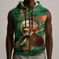 Frederick Douglass Sleeveless Zip Hoodie Green Abstract Design Civil Rights Leader Quote on Race and Humanity - African Pride
