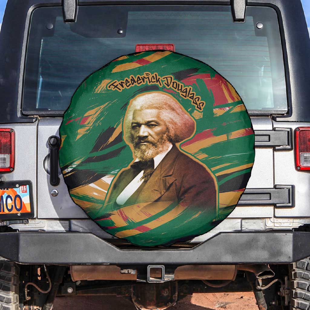 Frederick Douglass Spare Tire Cover Green Abstract Design Civil Rights Leader Quote on Race and Humanity - African Pride