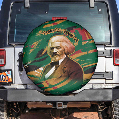 Frederick Douglass Spare Tire Cover Green Abstract Design Civil Rights Leader Quote on Race and Humanity - African Pride