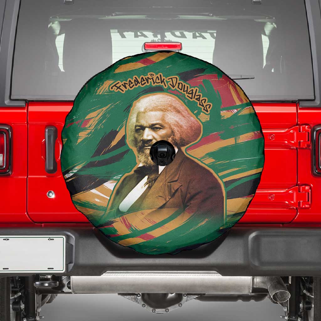 Frederick Douglass Spare Tire Cover Green Abstract Design Civil Rights Leader Quote on Race and Humanity - African Pride