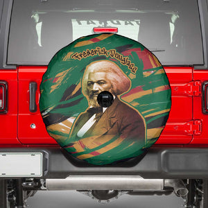 Frederick Douglass Spare Tire Cover Green Abstract Design Civil Rights Leader Quote on Race and Humanity - African Pride