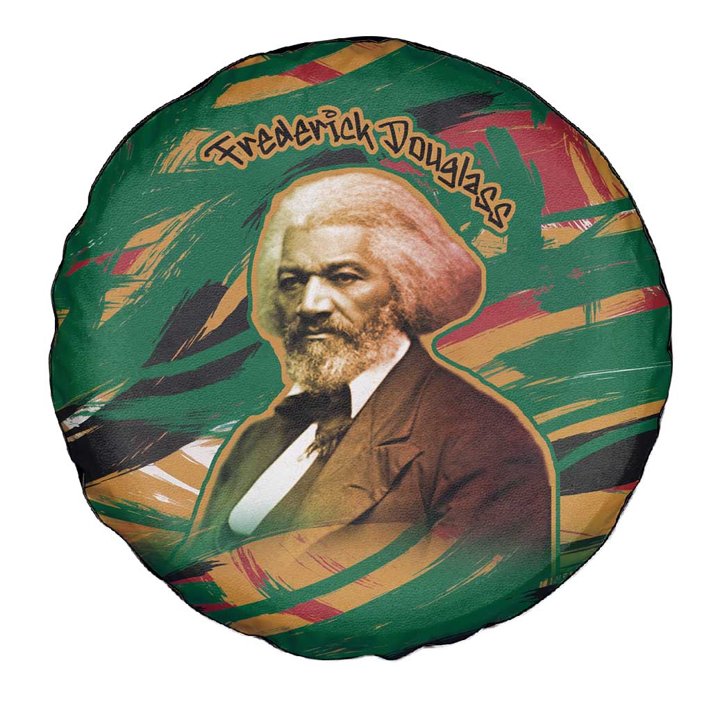 Frederick Douglass Spare Tire Cover Green Abstract Design Civil Rights Leader Quote on Race and Humanity - African Pride