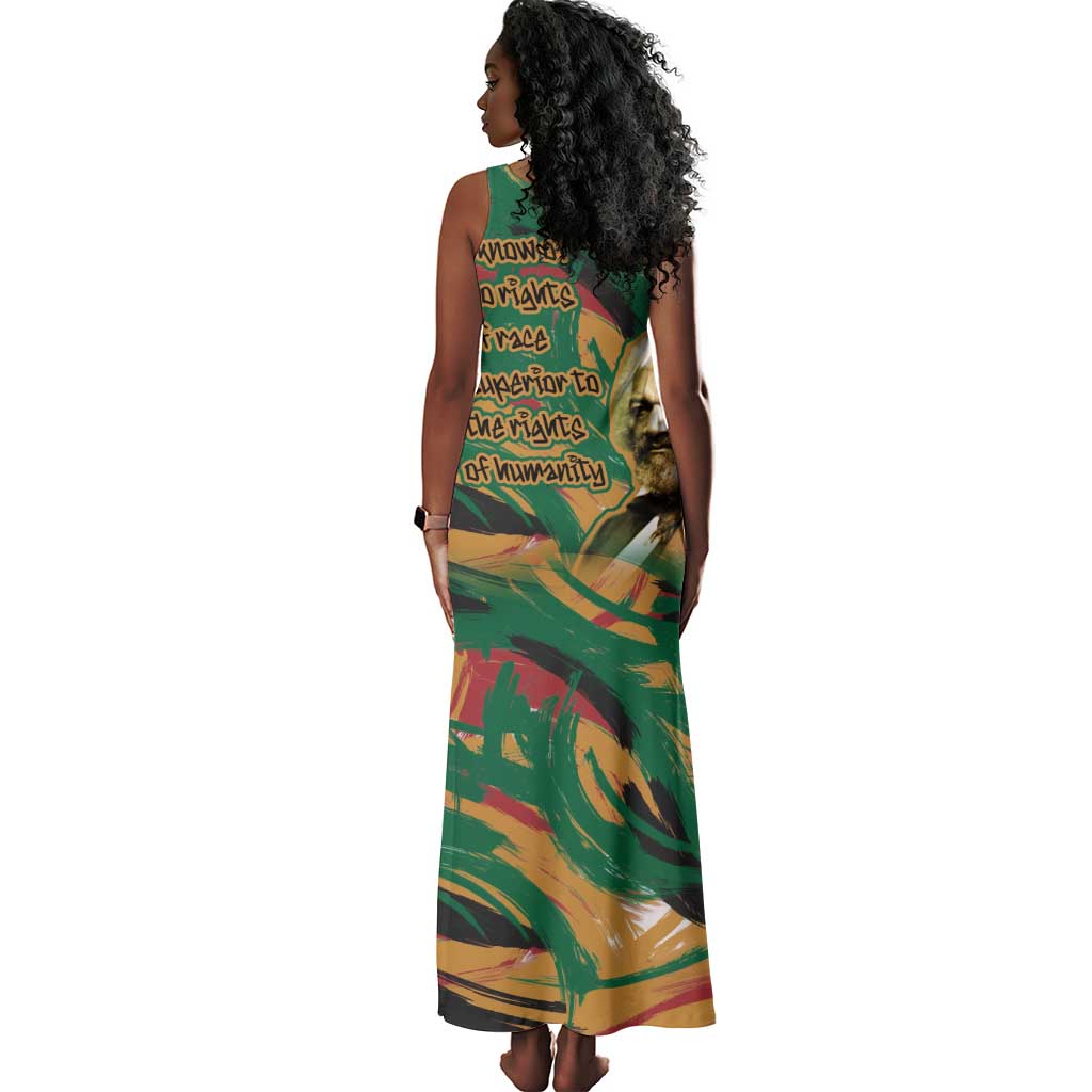 Frederick Douglass Tank Maxi Dress Green Abstract Design Civil Rights Leader Quote on Race and Humanity - African Pride