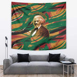 Frederick Douglass Tapestry Green Abstract Design Civil Rights Leader Quote on Race and Humanity - African Pride