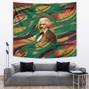 Frederick Douglass Tapestry Green Abstract Design Civil Rights Leader Quote on Race and Humanity - African Pride