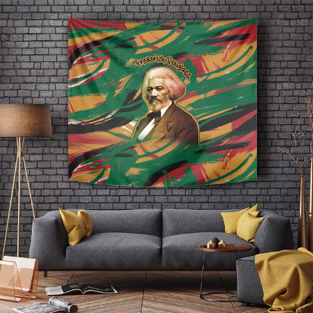 Frederick Douglass Tapestry Green Abstract Design Civil Rights Leader Quote on Race and Humanity - African Pride