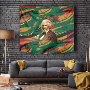 Frederick Douglass Tapestry Green Abstract Design Civil Rights Leader Quote on Race and Humanity - African Pride