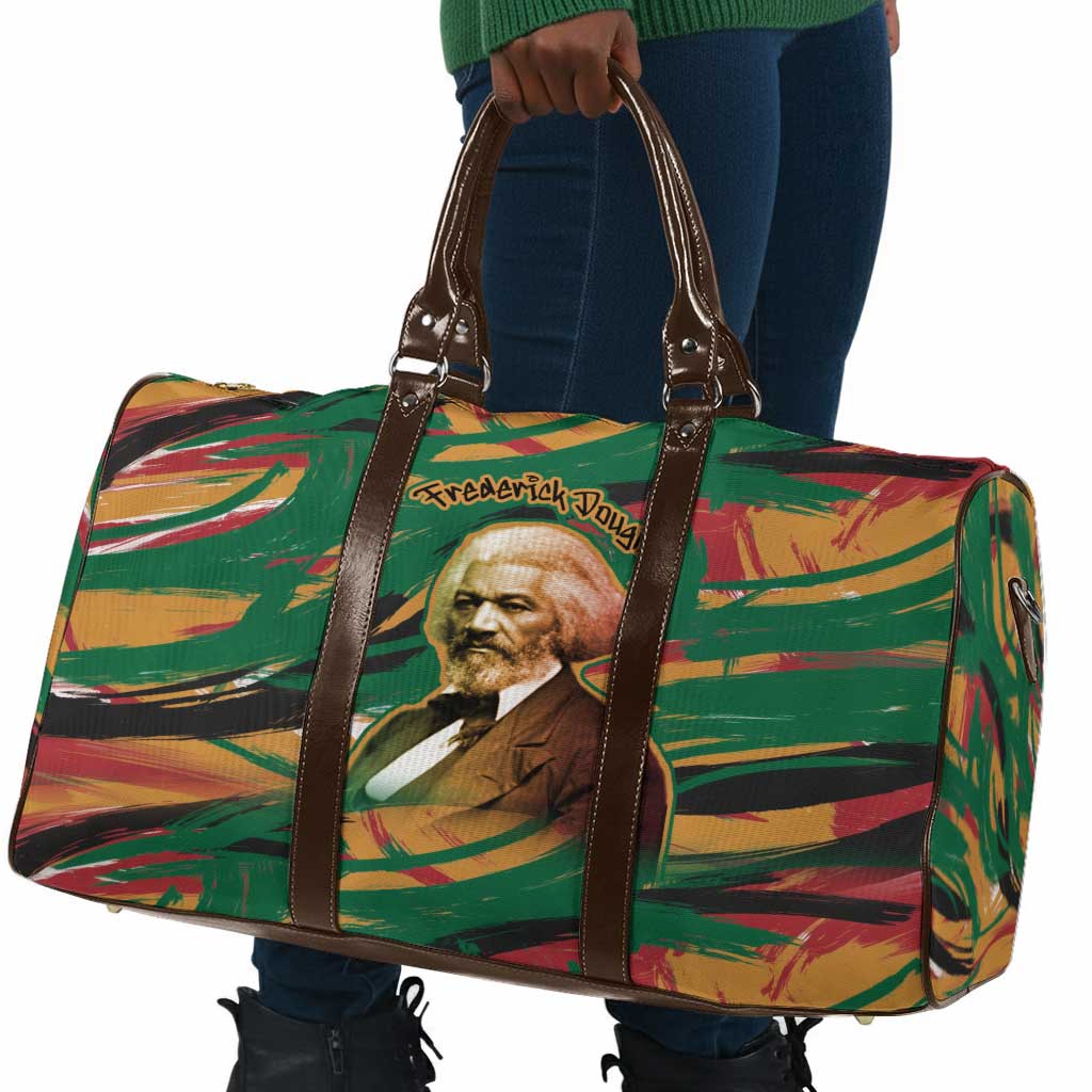 Frederick Douglass Travel Bag Green Abstract Design Civil Rights Leader Quote on Race and Humanity - African Pride