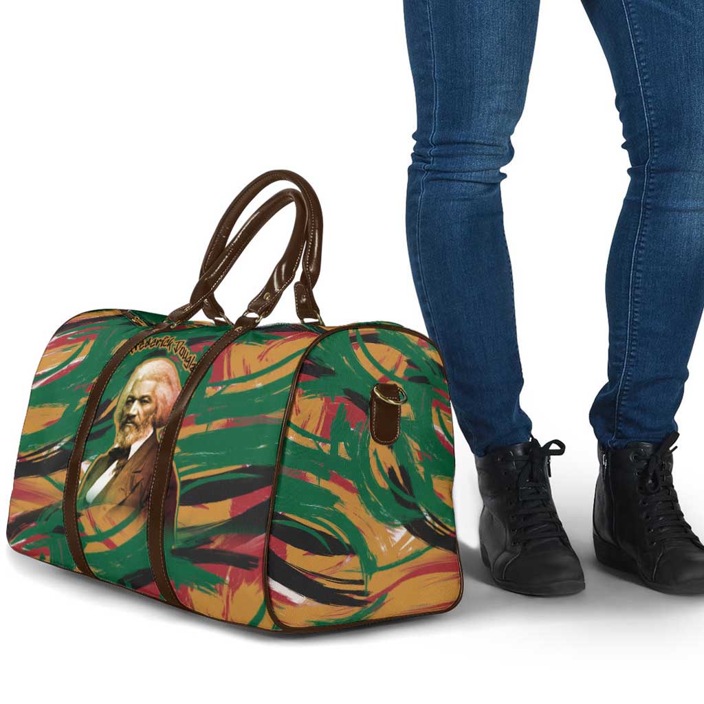 Frederick Douglass Travel Bag Green Abstract Design Civil Rights Leader Quote on Race and Humanity - African Pride