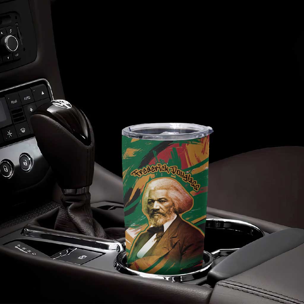 Frederick Douglass Tumbler Cup Green Abstract Design Civil Rights Leader Quote on Race and Humanity - African Pride