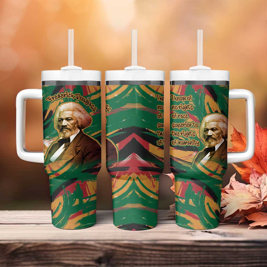 Frederick Douglass Tumbler With Handle Green Abstract Design Civil Rights Leader Quote on Race and Humanity - African Pride