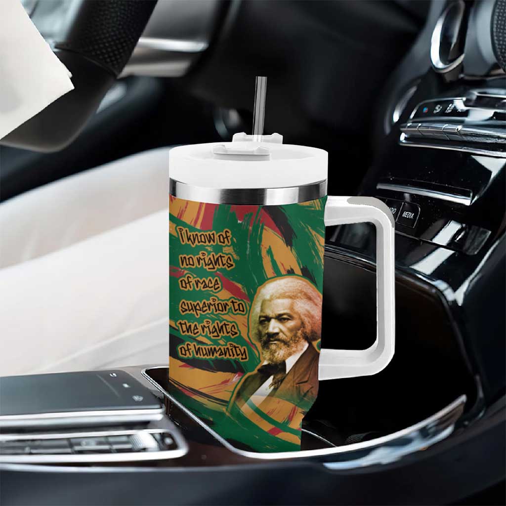 Frederick Douglass Tumbler With Handle Green Abstract Design Civil Rights Leader Quote on Race and Humanity - African Pride