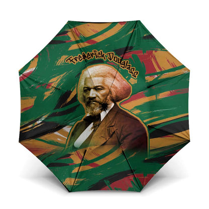 Frederick Douglass Umbrella Green Abstract Design Civil Rights Leader Quote on Race and Humanity - African Pride